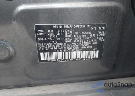 2018 Subaru Outback 2.5I Premium from USA, damaged, VIN 4S4BSACC3J3207797